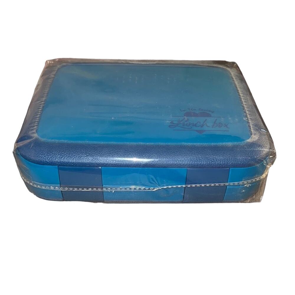 NWOT Bento Lunch Box Blue Leakproof 3 Compartment BPA-Free w/ Spork To-Go